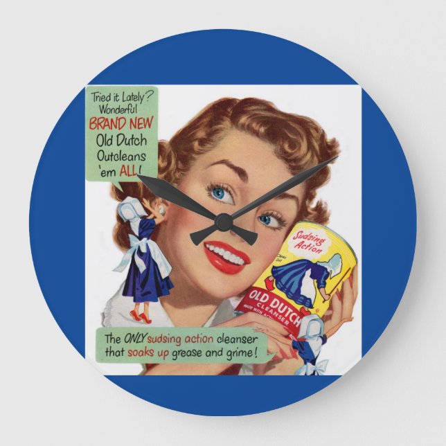 Reloj Redondo Grande Señora del limpiador holandesa (Anverso)