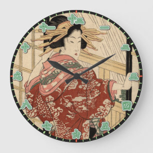 Reloj Redondo Grande Señora japanese Kanji Numerals del geisha del