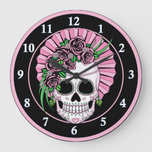 Reloj Redondo Grande Señora Sugar Skull