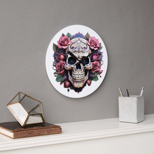 Reloj Redondo Grande 🕰️ 💀 Sensacional Skull Wall Clock 💀 🕰️ (Oficina)