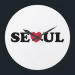 Reloj Redondo Grande Seoul Love Heart<br><div class="desc">Seoul Love Heart

Globe Trotters specializes in idiosyncratic imagery from around the globe. Here you will find unique Greeting Cards,  Postcards,  Posters,  Mousepads and more.</div>