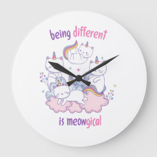 Reloj Redondo Grande Ser diferente es meowgical Gato unicornio divertid