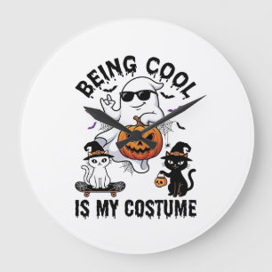 Reloj Redondo Grande Ser Genial Es Disfraz Fantasma De Halloween Gato C