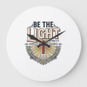Reloj Redondo Grande Ser La Luz Diseño de Camiseta Cristiana Vintage_1