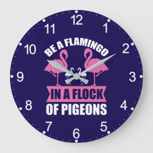 Reloj Redondo Grande Ser Un Flamenco En Una Bandada De Palomas