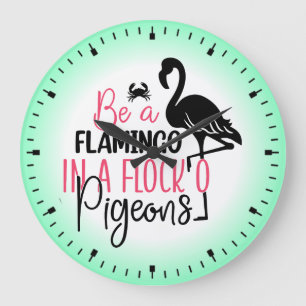Reloj Redondo Grande Ser Un Flamingo En Un Rebaño De Cerdos-27308