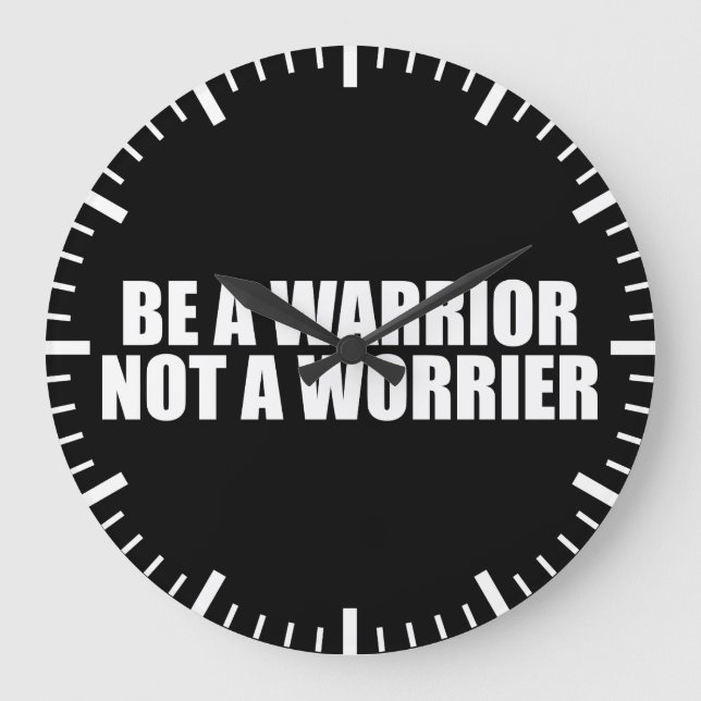 Reloj Redondo Grande Ser Un Guerrero, No Un Preocupante - Palabras Moti (Anverso)