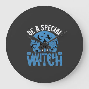 Reloj Redondo Grande Ser una bruja especial diseño de Halloween_1