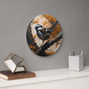 Reloj Redondo Grande Serenade de un Robin en el Cañón,