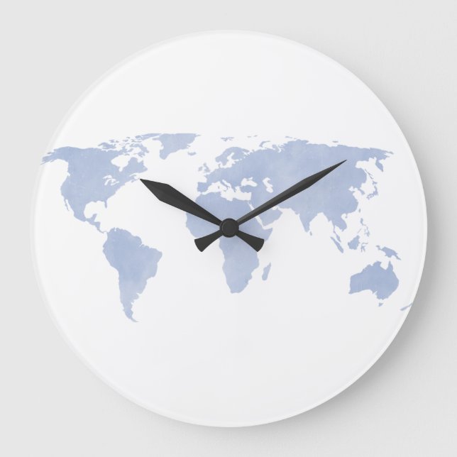 Reloj Redondo Grande Serenity Blue World map wall clock (Anverso)