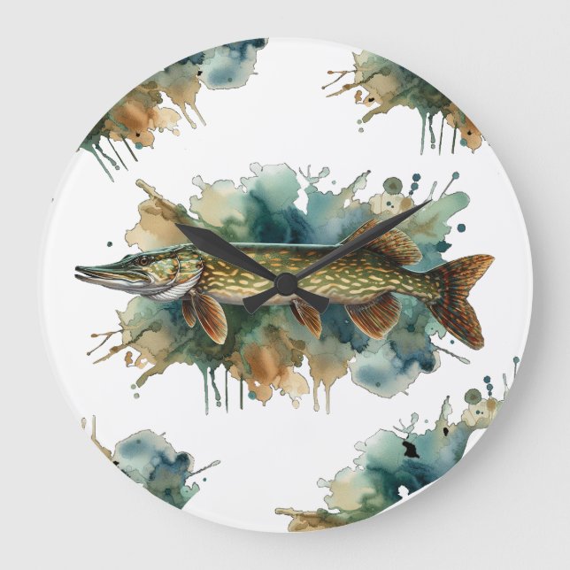 Reloj Redondo Grande Serie acuarela: Pike (Anverso)