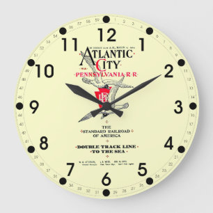 Reloj Redondo Grande Servicio 1904 de Atlantic City del ferrocarril de