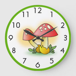 Reloj Redondo Grande Setas de Muscaria de la amanita de mosca
