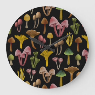 Reloj Redondo Grande Setas, Lichen y hongos coloridos