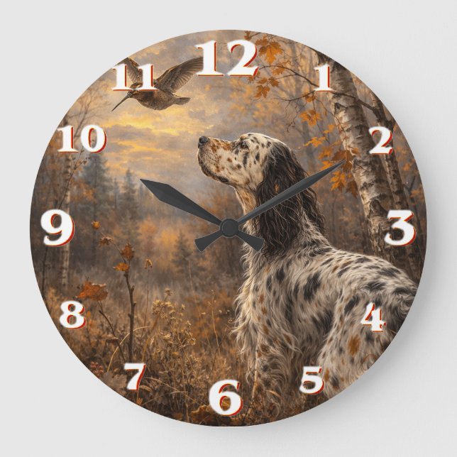 Reloj Redondo Grande Setter inglés (Anverso)