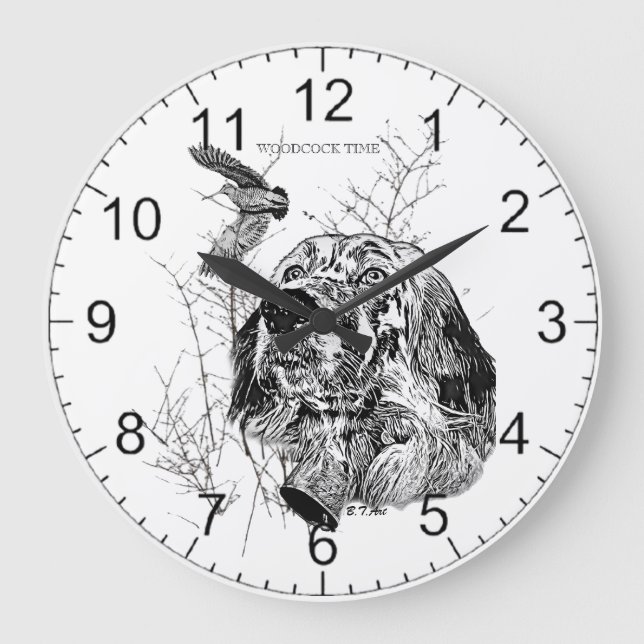 Reloj Redondo Grande Setter inglés, caza de chocha (Anverso)