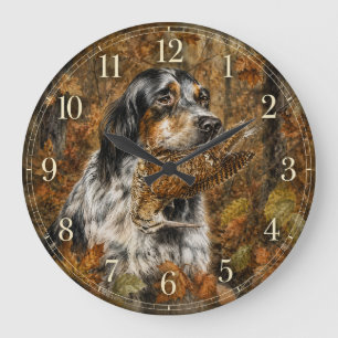 Reloj Redondo Grande Setter Inglés, caza de chocha