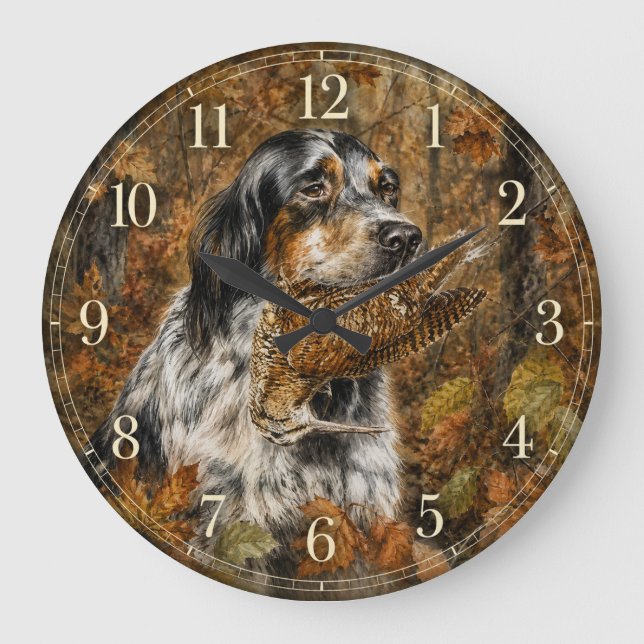 Reloj Redondo Grande Setter Inglés, caza de chocha (Anverso)