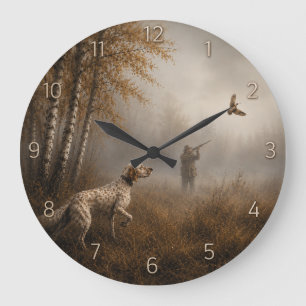 Reloj Redondo Grande Setter inglés, caza de chocha