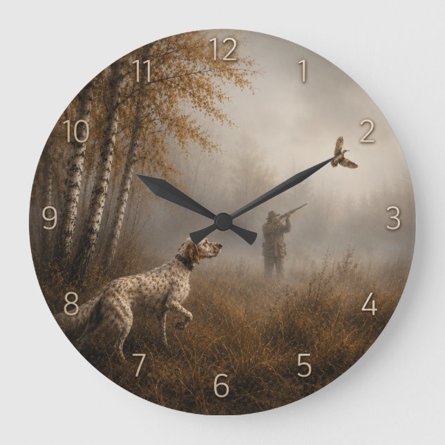 Reloj Redondo Grande Setter inglés, caza de chocha (Anverso)