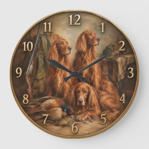 Reloj Redondo Grande Setter Irlandés ,Arte