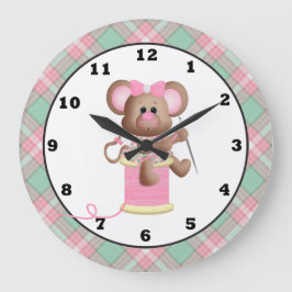 Reloj Redondo Grande Sewing Mouse Crafting Room wall clock
