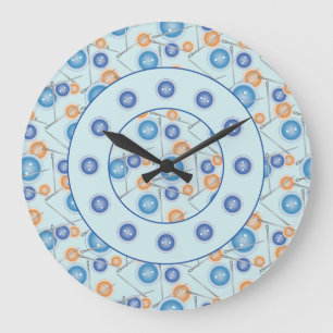 Reloj Redondo Grande Sewing Needles and Buttons Pattern Blue