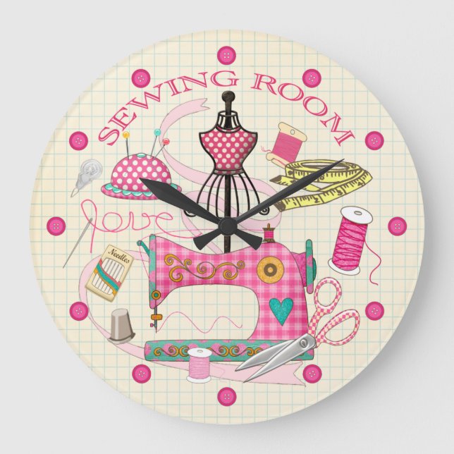 Reloj Redondo Grande Sewing Room Large Clock (Anverso)