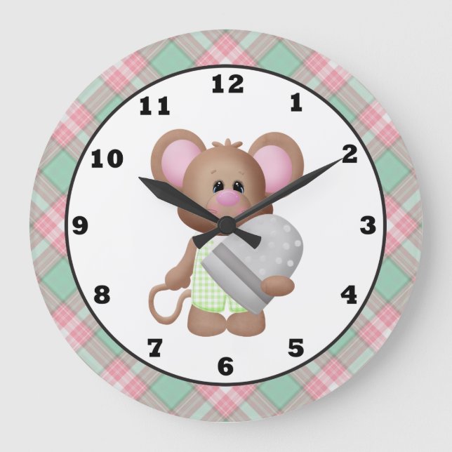 Reloj Redondo Grande Sewing Room Mouse cartoon clock (Anverso)