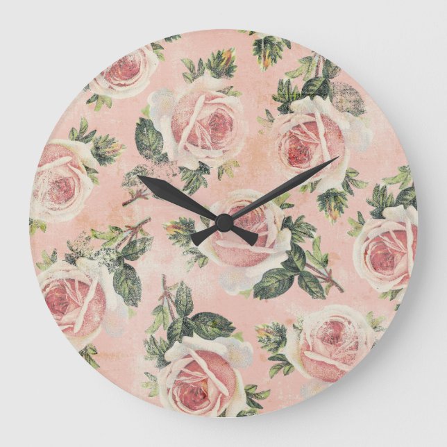 Reloj Redondo Grande Shabby Chic Floral Wall Clock (Anverso)
