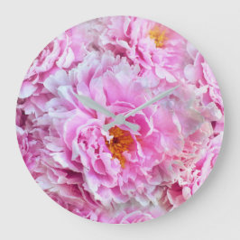 Reloj Redondo Grande Shabby Chic Pink Pastel Pink Peonies