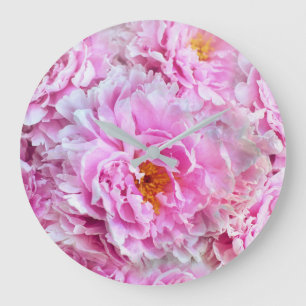 Reloj Redondo Grande Shabby Chic Pink Pastel Pink Peonies