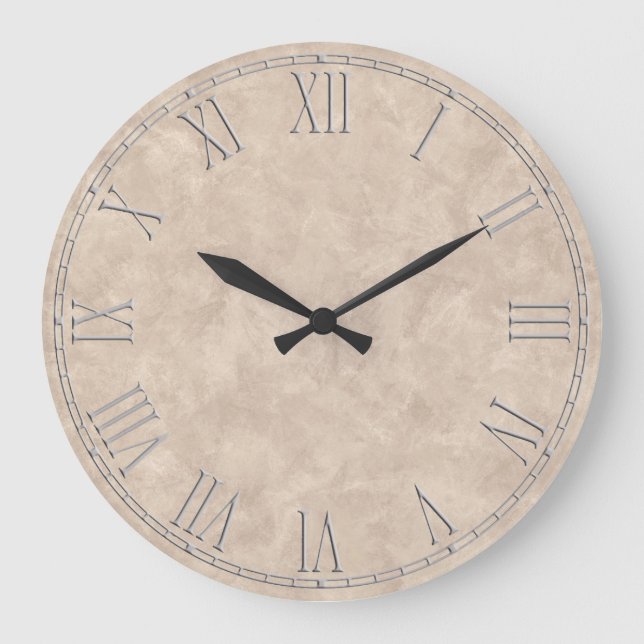 Reloj Redondo Grande Shabby Chic Rustic Beige Tan reloj grande (Anverso)