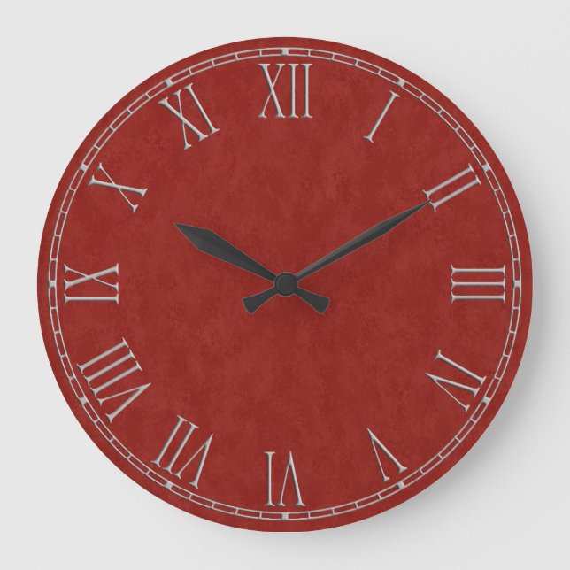 Reloj Redondo Grande Shabby Chic Rustic rojo reloj grande (Anverso)