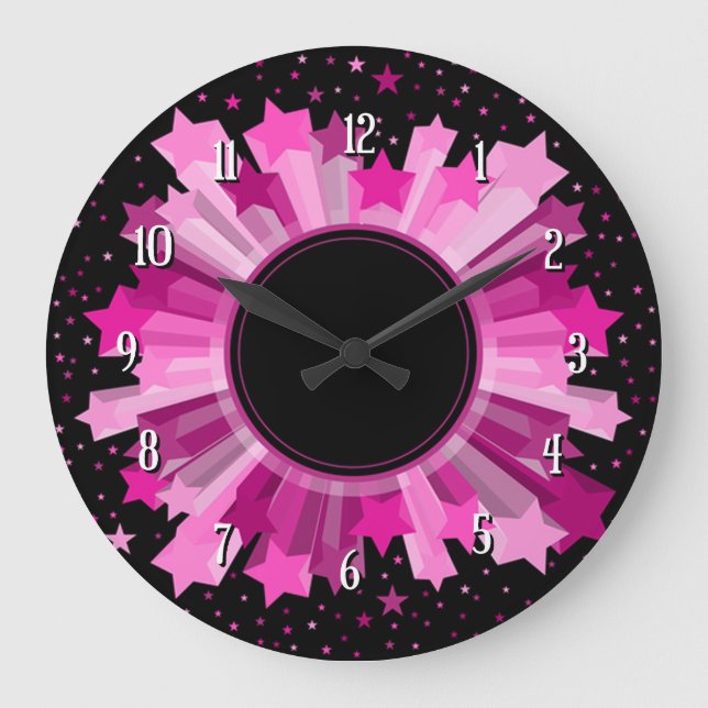 Reloj Redondo Grande Shades Of Pink Starburst Wall Clock (Anverso)