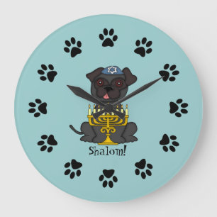 Reloj Redondo Grande ¡Shalom! - Perro lindo del barro amasado con