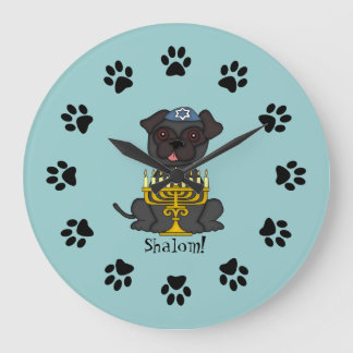 Reloj Redondo Grande ¡Shalom! - Perro lindo del barro amasado con