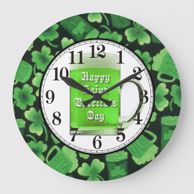 Reloj Redondo Grande Shamrock and Green Beers (Anverso)
