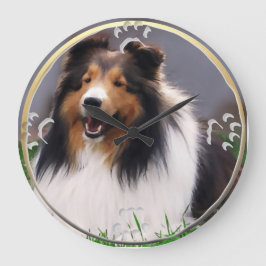 Reloj Redondo Grande Shetland Sheepdog Art