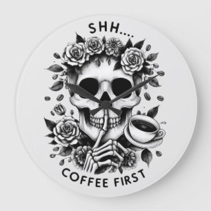 Reloj Redondo Grande Shhh... café primero