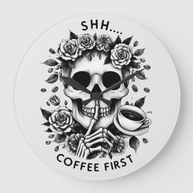 Reloj Redondo Grande Shhh... café primero (Anverso)