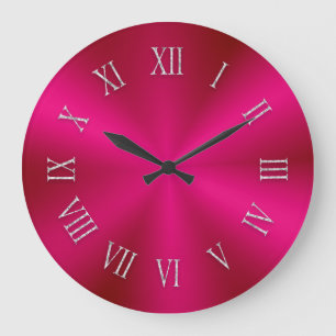 Reloj Redondo Grande Shiny Red Metallic Clock with Roman Numbers