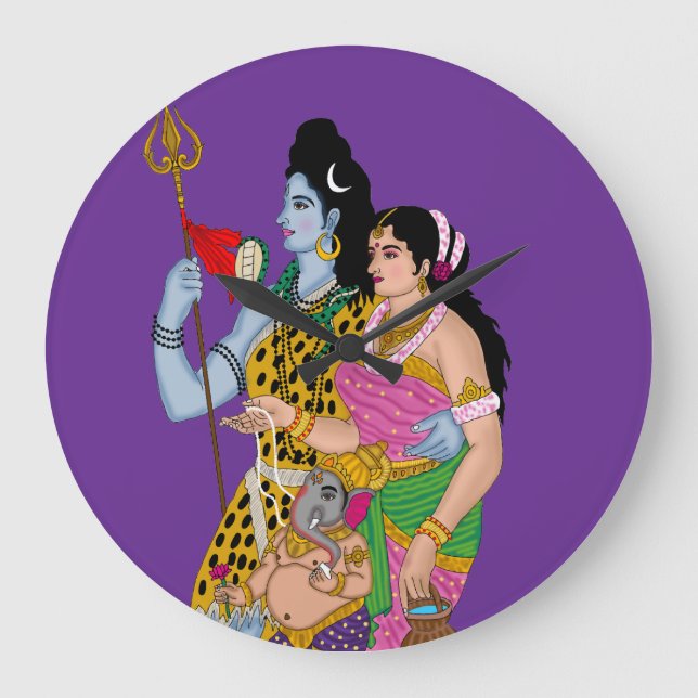 Reloj Redondo Grande Shiv Parvati Wall Clock (Anverso)