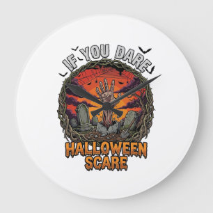 Reloj Redondo Grande Si Te Atreves Halloween Asusta Mano De Zombie Lápi