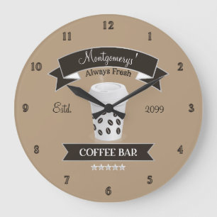 Reloj Redondo Grande Siempre barra de café fresca
