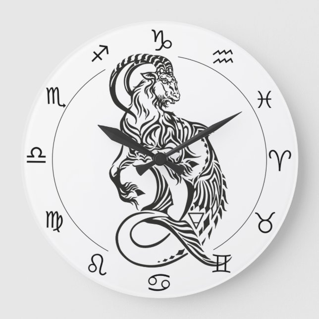 Reloj Redondo Grande signo astrológico capricornio de zodiaco (Anverso)