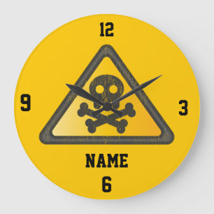Reloj Redondo Grande Signo de advertencia divertida Thunder_Cove