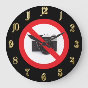 Reloj Redondo Grande Signo de advertencia no de cámara
