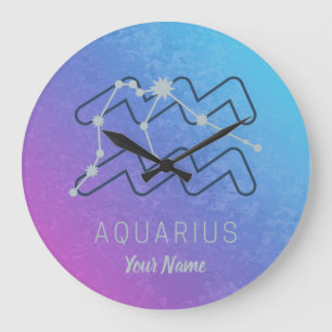 Reloj Redondo Grande Signo de estrella Aquarius Zodiac Horóscopo acuare
