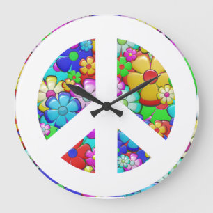 Reloj Redondo Grande Signo de paz hippy reloj grande